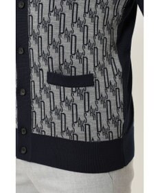 DAKS メリノウールロゴ編みVネックカーディガン