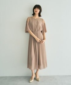 YECCA VECCA レース切替シフォンドレス