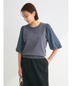 Green Parks 袖楊柳ドッキングニットプルオーバー