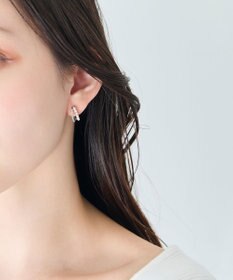 Phoebe 〈痛くないシリーズ/アレルギー対応〉プチパールダブルフープライトフィットイヤリング　シルバー