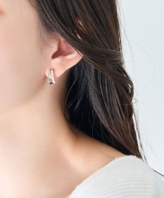 Phoebe 〈痛くないシリーズ/アレルギー対応〉プチパールダブルフープライトフィットイヤリング　シルバー