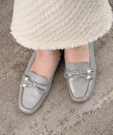 nouvelleRobe Oū 【本革・高反発】Square スクエアトゥ パール付きモカシン