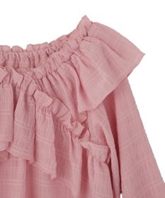 earth music&ecology シアーチェック2wayオフショルブラウス