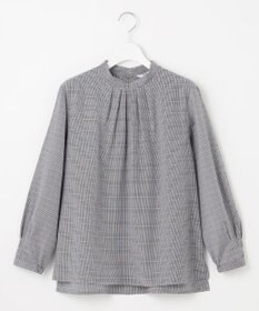 J.PRESS LADIES S 【洗える】セルロース チェック スタンドカラー ブラウス