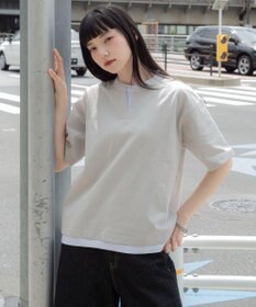 WEGO 【ユニセックス着用ITEM/MLサイズ展開】フェイクレイヤードキーネックT（SS）