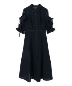 earth music&ecology レイヤードショルダー配色ステッチワンピース