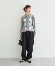 earth music&ecology 【予約】襟付きアーガイルニットカーディガン