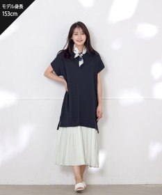 Tiaclasse 【洗える】裏毛プリーツコンビワンピース