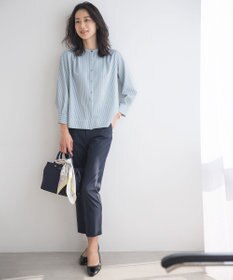 J.PRESS LADIES 【WEB限定カラーあり】ストライプジャカード バンドカラー カットソー