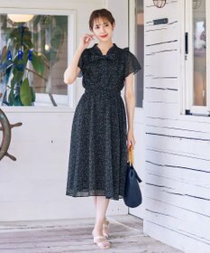 Tiaclasse 【洗える】花柄ボウタイフレアワンピース