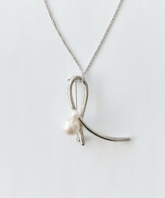 Phoebe 2wayクロスメタルパールブローチネックレス　シルバー