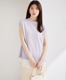 ANY SIS S 【洗える】フレンチスリーブシャツテール ニット