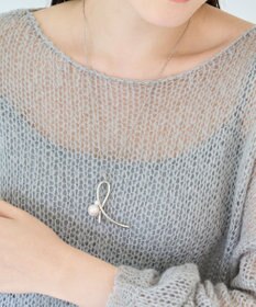 Phoebe 2wayクロスメタルパールブローチネックレス　シルバー