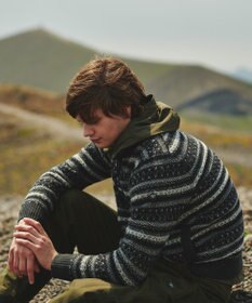 JOSEPH ABBOUD MOUNTAIN 【軽量/ソフト】ラム×モールジャカード ニットブルゾン