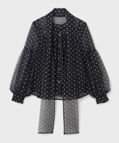 GRACE CONTINENTAL チュールドットボウタイブラウス