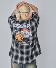 WEGO 【ユニセックス着用ITEM/MLサイズ展開】イラストオンブレチェックシャツ（SS）