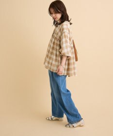 Green Parks 【しゃれシャツ】イージーケアＶネックチェックブラウス