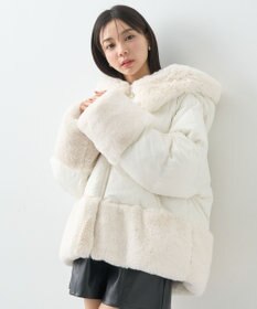 earth music&ecology フードファー中綿ショートコート