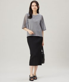 自由区 【洗える】レースエッジフレアスリーブ トップス