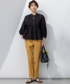 23区 L 【洗える】コットンエンブロイダリー クロップド ブラウス