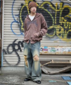 WEGO 【ユニセックス着用ITEM/SMLサイズ展開】グラフィックZIPパーカー