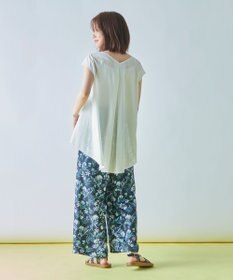 ANY L 【ウエストゴム/洗濯機可能】フラワープリントリラックスパンツ