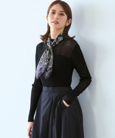 23区 【洗える】シアーリブハイネック ニット ブラック系