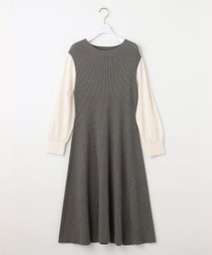 ANY SIS 【洗える】異素材コンビフレアニット ワンピース