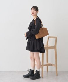 earth music&ecology 【綿100％】サイドリボンラッフルミニワンピース