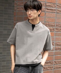 WEGO 【ユニセックス着用ITEM/MLサイズ展開】フェイクレイヤードキーネックT（SS）