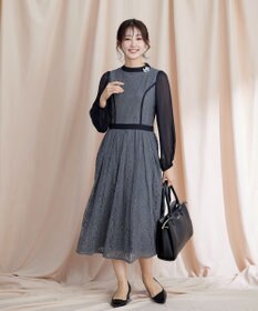 Tiaclasse 【洗える】レースコンビフレアワンピース