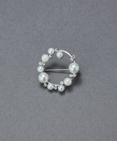 Phoebe フォーマルパールビジューサークルブローチ　シルバー