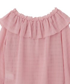 earth music&ecology シアーチェック2wayオフショルブラウス