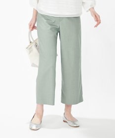 J.PRESS LADIES L 【洗える】TRシャークスキン ワイドパンツ スモーキーグリーン系
