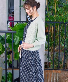 Tiaclasse 【洗える】7分袖前身レースカーディガン