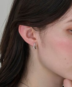 Phoebe 〈痛くないシリーズ/アレルギー対応〉プチパールダブルフープライトフィットイヤリング　シルバー