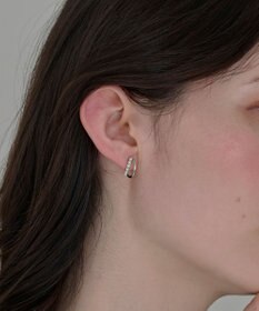 Phoebe 〈痛くないシリーズ/アレルギー対応〉プチパールダブルフープライトフィットイヤリング　シルバー