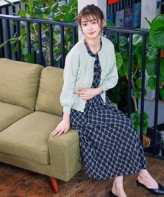 Tiaclasse 【洗える】7分袖前身レースカーディガン