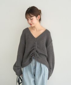 earth music&ecology フロントシャーリングニットプルオーバー