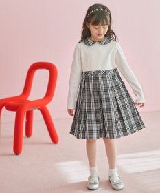組曲 KIDS 【110-140㎝】チェックタフタドッキング ワンピース