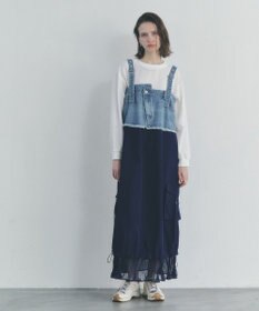 YECCA VECCA デニムMIXデザインサロペット