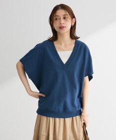 Green Parks 深Ｖネックミニ裏毛フレンチスリーブプルオーバー
