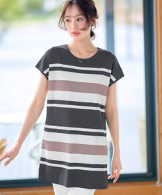 Tiaclasse 【新色追加・洗える】マルチボーダーフレンチニットチュニック