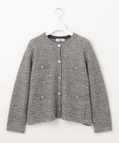 J.PRESS LADIES L 【洗える】TWEEDY ニット ジャケット