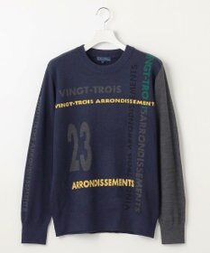 23区GOLF 【MEN】ロゴチェックジャガード　クルーネック ニット