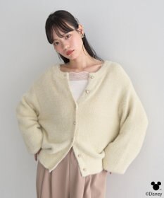 earth music&ecology 【予約】Disney/ポイントミッキーラメシャギーカーデ