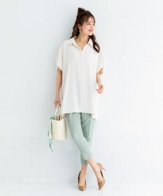 Tiaclasse 【洗える】美脚効果の高いスリットテーパードパンツ