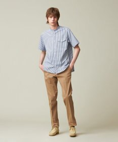 J.PRESS MEN 【クールマックス】サッカー マルチストライプ バンドカラーシャツ