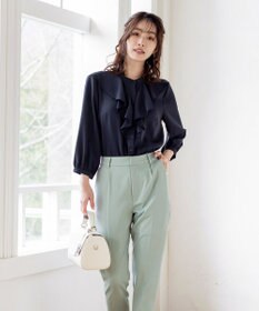 Tiaclasse 【洗える】美脚効果の高いスリットテーパードパンツ