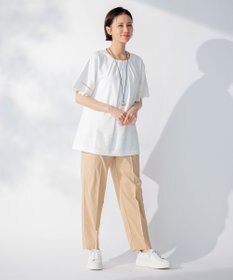 自由区 【洗える】撥水シルキーポプリン カーゴパンツ